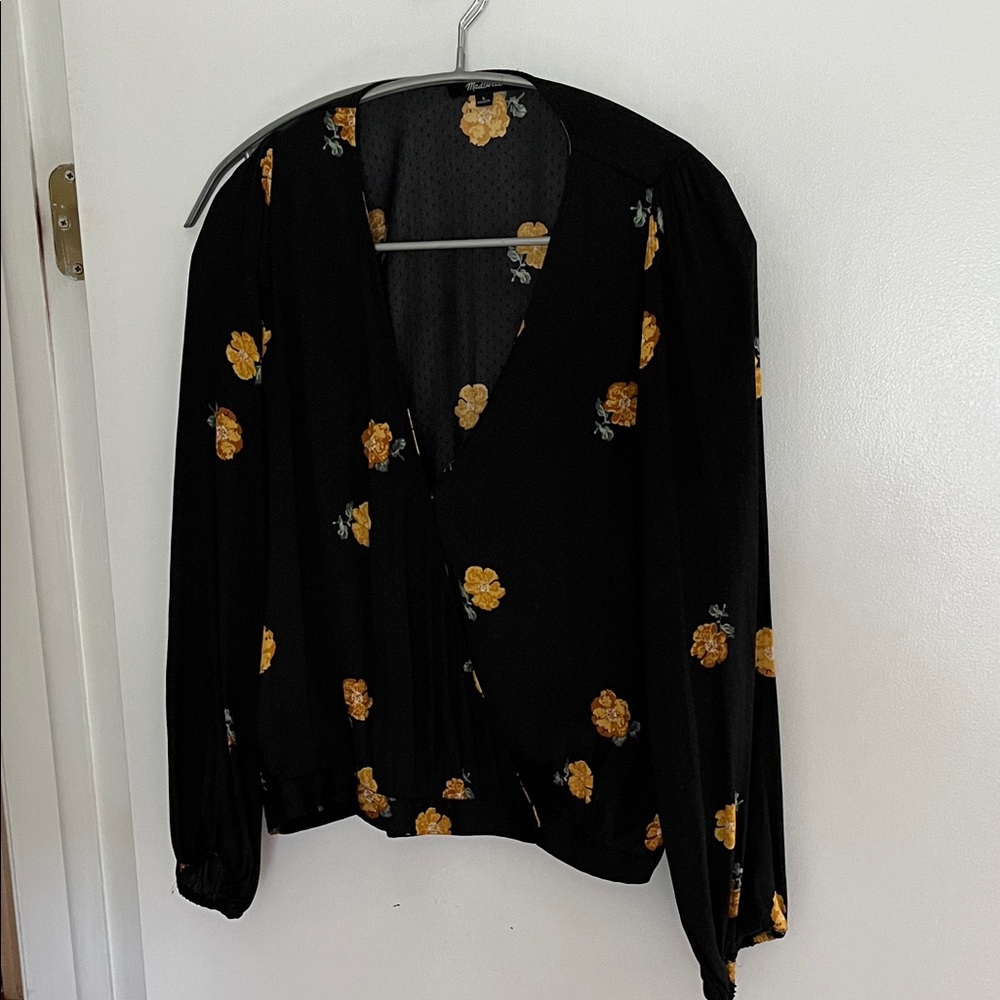 Madewell Floral Wrap Top size L